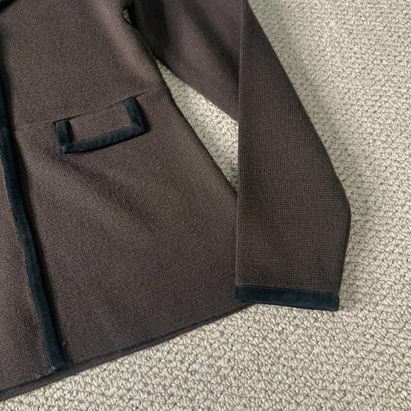 Easel Womens Blazer Sweater Small Brown Merino Wool Blend Cardigan Faux Pockets - Picture 3 of 11